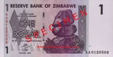 Jednodolarová bankovka v Zimbabwe Zimbabwe - bankovka v hodnotě jednoho dolaru