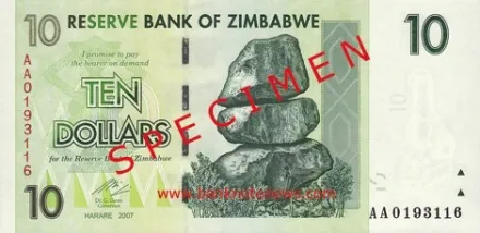 Desetidolarová bankovka v Zimbabwe Desetidolarová bankovka v Zimbabwe