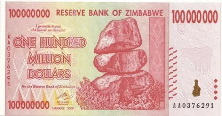 Zimbabwe - 100 000 000 dolarů Zimbabwe - 100 000 000 dolarů