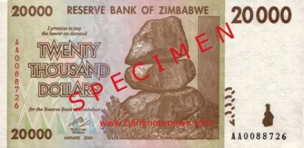 Zimbabwe - 20 000 dolarů Zimbabwe - 20 000 dolarů