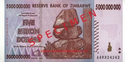 Zimbabwe - pětimiliardová bankovka Zimbabwe - pětimiliardová bankovka
